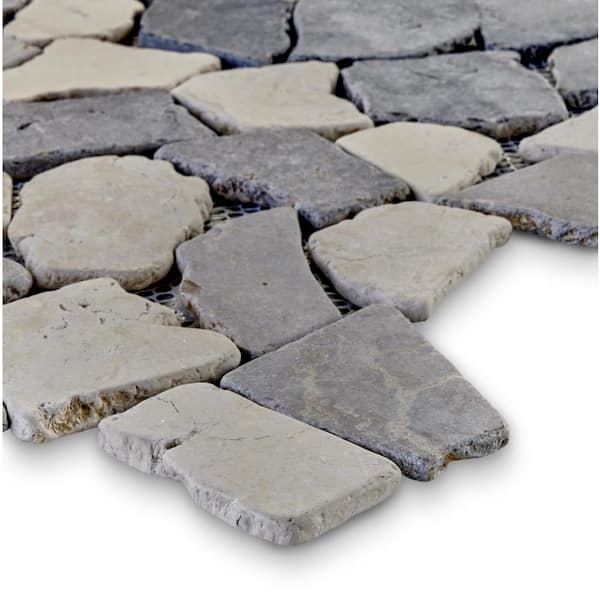 Full Eclectic 18 in. x 18 in. Dove Grey Tumbled Wall and Floor Tile (10.9 sq.ft./case)