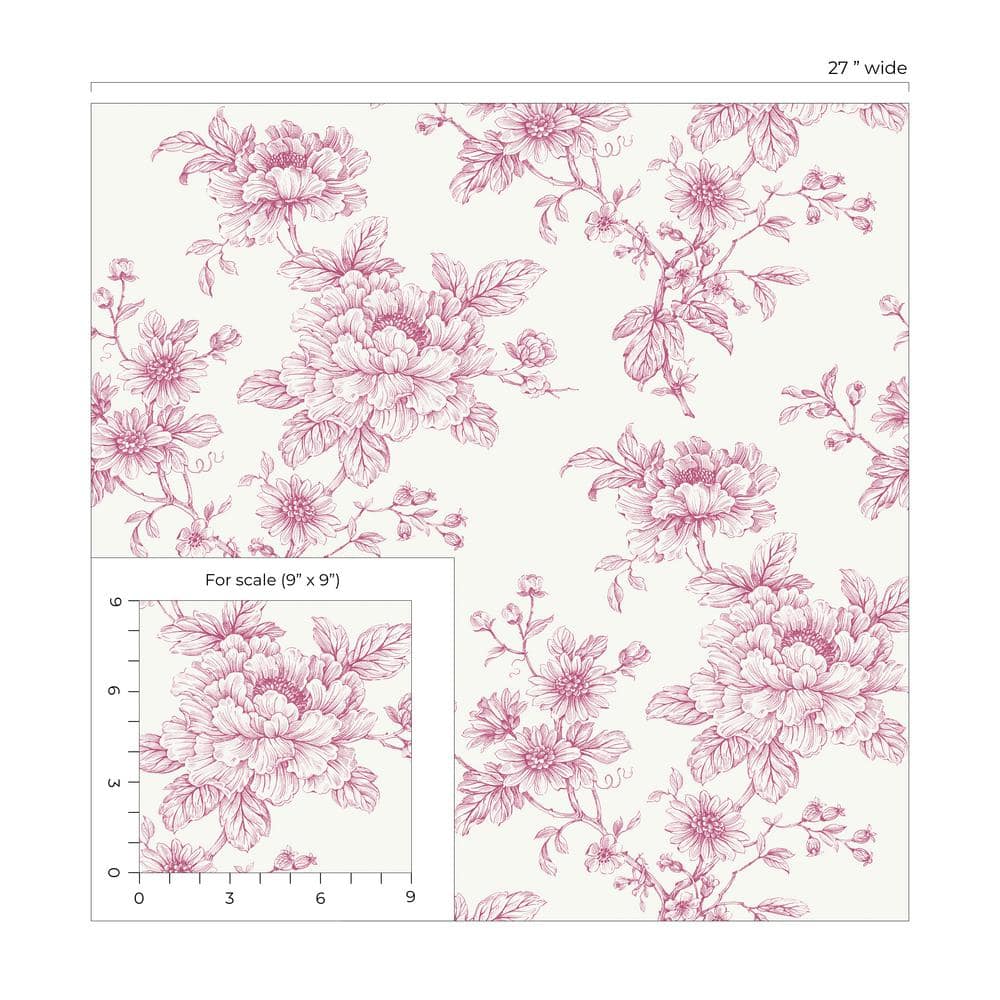 Pink Floral Self-Adhesive Vinyl Wallpaper Roll