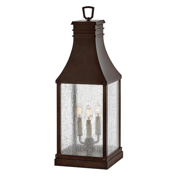 HINKLEY Beacon Hill 3-Light Black Aluminum Weather Resistant Pier Mount Light with LED Bulb Included
