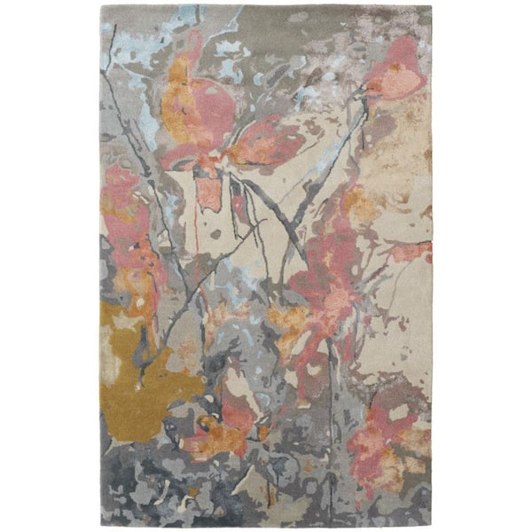 2 ft. x 8 ft. Ivory, Blue Floral Area Rug