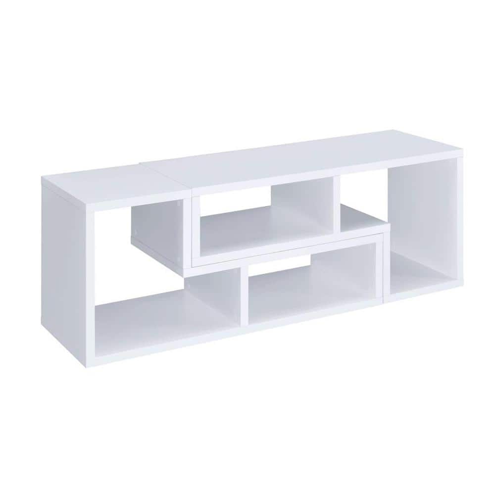 White Convertible TV Console Fits TVs up to 60 in. with Bookcase