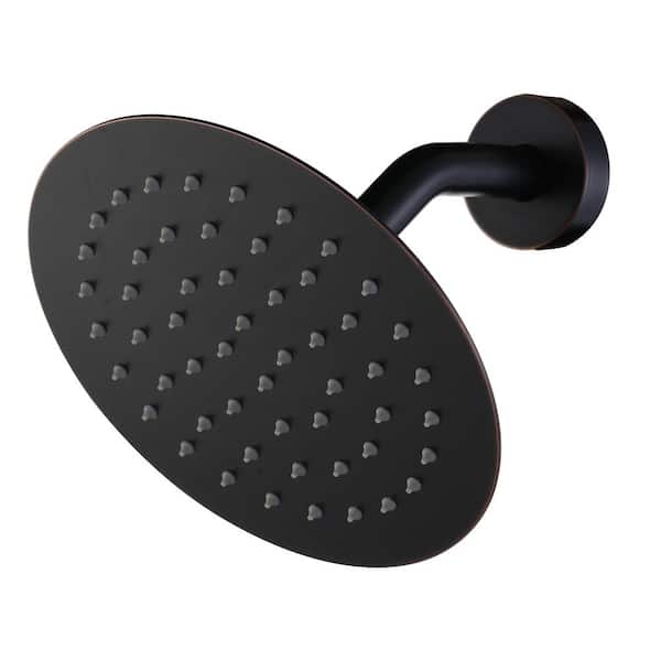 1-Spray Pattern 1.8 GPM 8 in. Single Wall Mount Fixed Rain Shower Head in Oil Rubbed Bronze