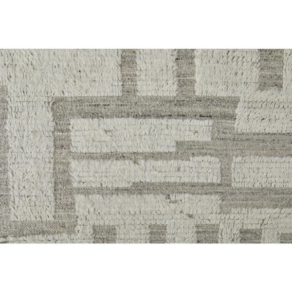 2 ft. x 3 ft. Gray and Ivory Wool Geometric Hand Woven Area Rug
