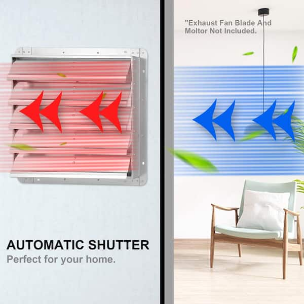 Aoibox 20 in. Square Aluminum Automatic Gravity Shutter Louver 