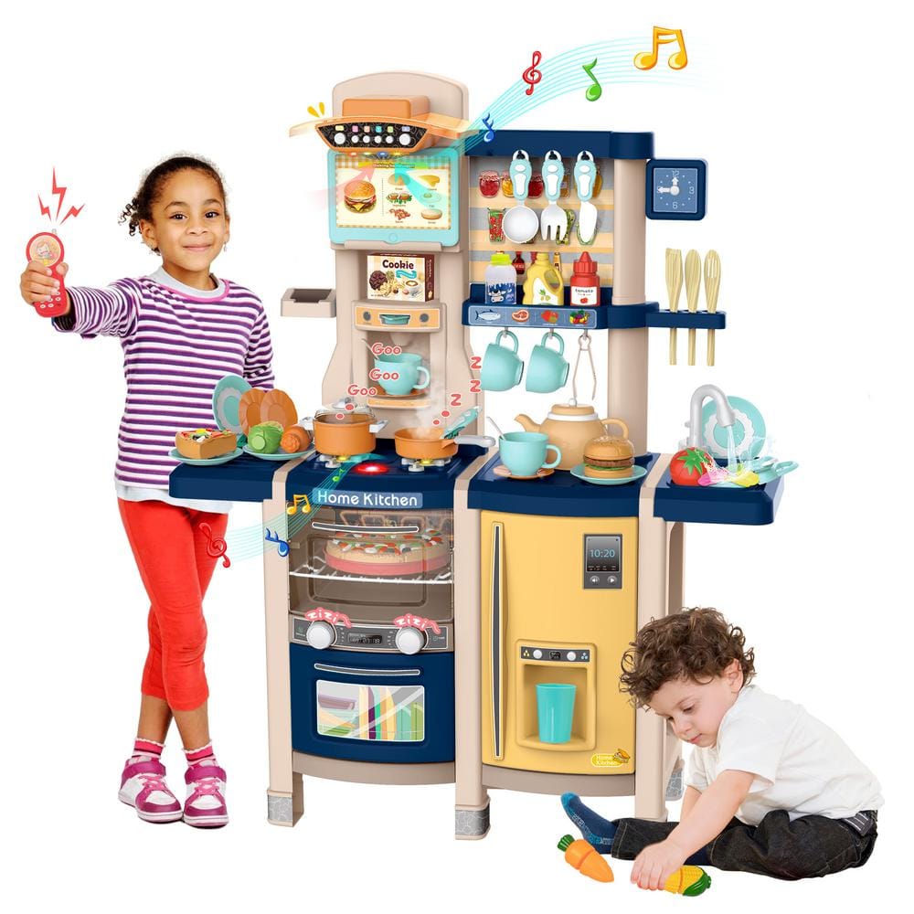 A Box Of Mini Kitchen Play Set For Kids, Including Electric Appliances,  Kitchenware, Dishes, And Food Models. It's Great For Pretend Play And