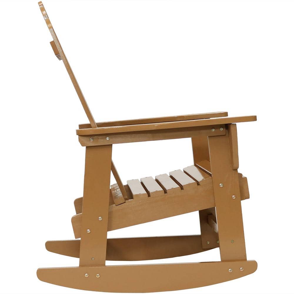 Light Brown Fir Wood Adirondack Rocking Chair with Cedar Finish