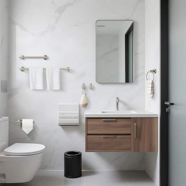 6-Piece Bath Hardware Set with 23.6 in. Towel Rack, Towel Ring, Towel Hook, Toilet Paper Holder in Brushed Nickel