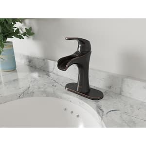 Jaida Single Handle Single Hole Bathroom Faucet with Deckplate in Tuscan Bronze