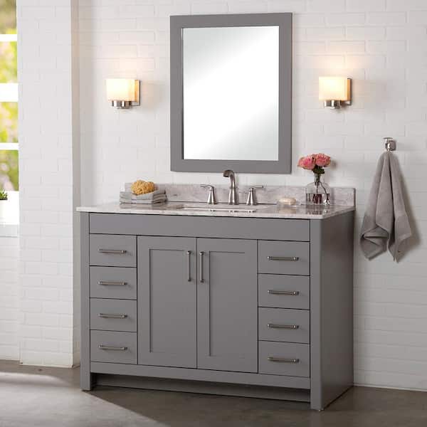 Home Decorators Collection Westcourt 49 in. W x 22 in. D x 39 in. H Single Sink  Bath Vanity in Sterling Gray with Winter Mist  Stone Composite Top