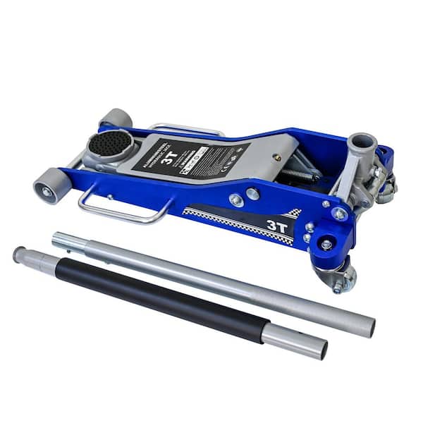 3-Ton Aluminum Iron Horizontal Floor Jack, Hydraulic Trolley Service, Floor Jack with Extra Saddle, 6,600 lb. Capacity