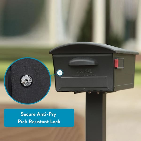Mailsafe Black, Large, Plastic, Locking, Post Mount Mailbox