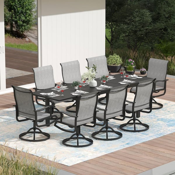Outdoor Swivel Patio Dining Chairs Set of 8, All Weather Patio Textilene Chair High Back Outdoor Swivel Rocker Set