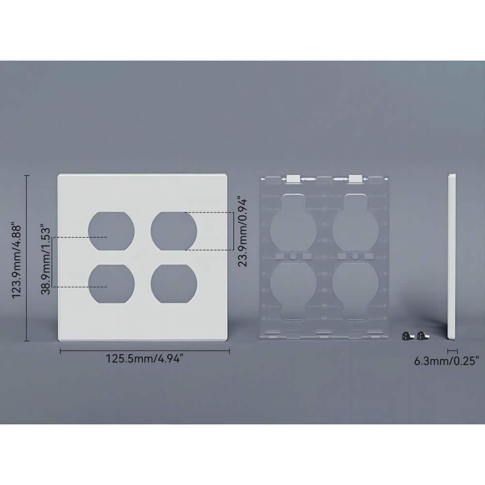 White 4-Gang Plastic Duplex Outlet Wall Plate Set