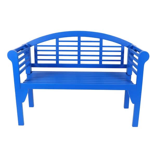 Decor Therapy Terra 47 in. Blue Wood Outdoor Bench