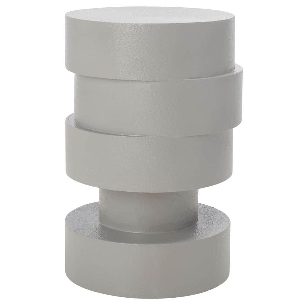 Gray Round Stacked Wood Accent Table