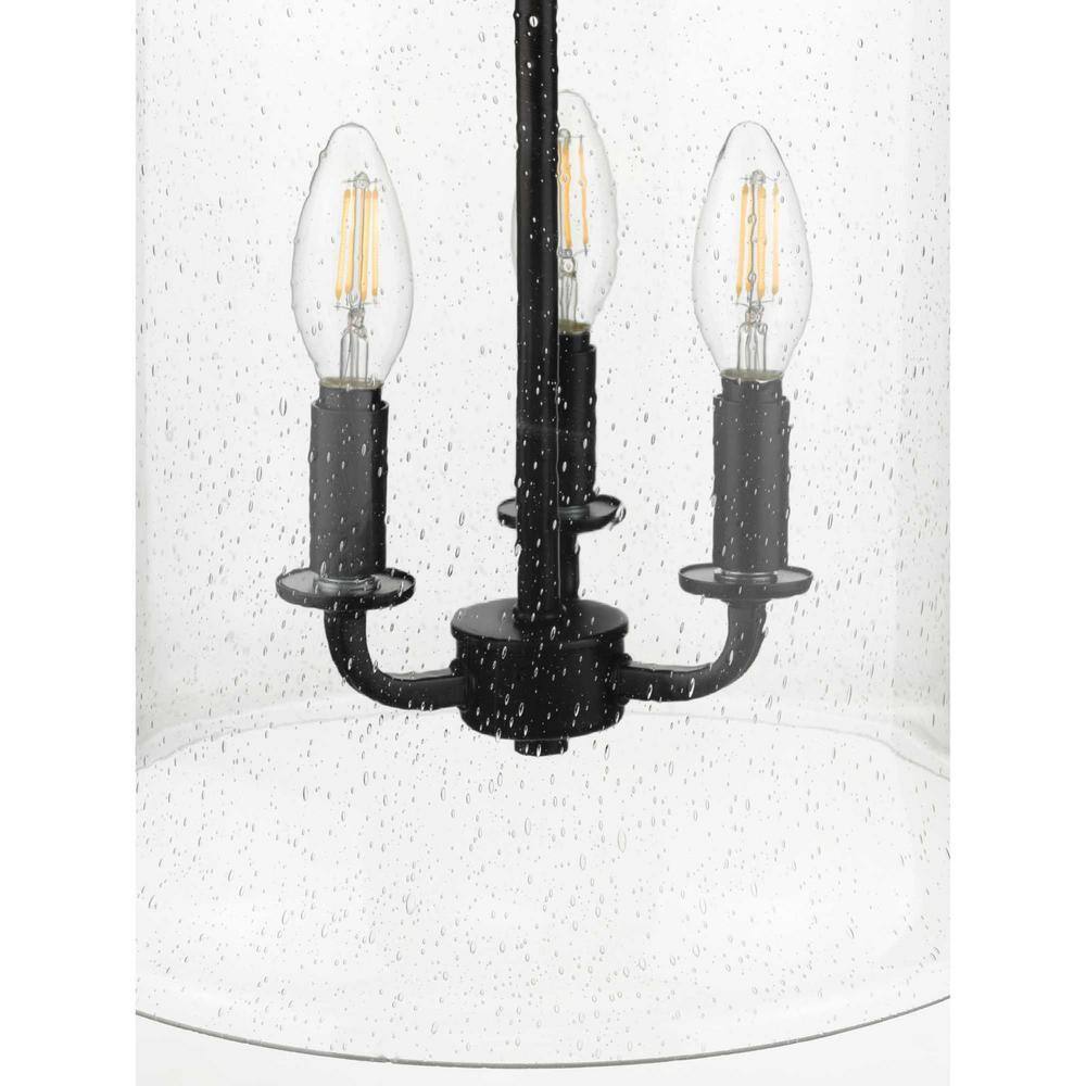 Winslett Matte Black 3-Light Pendant with Seeded Glass Shade