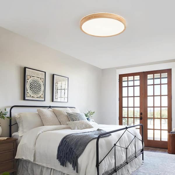 HOIM Roof in the House / アイボリー ペンダントライト aiwen 19.29 in. 42-Watt Modern Matte White LED Flush Mount
