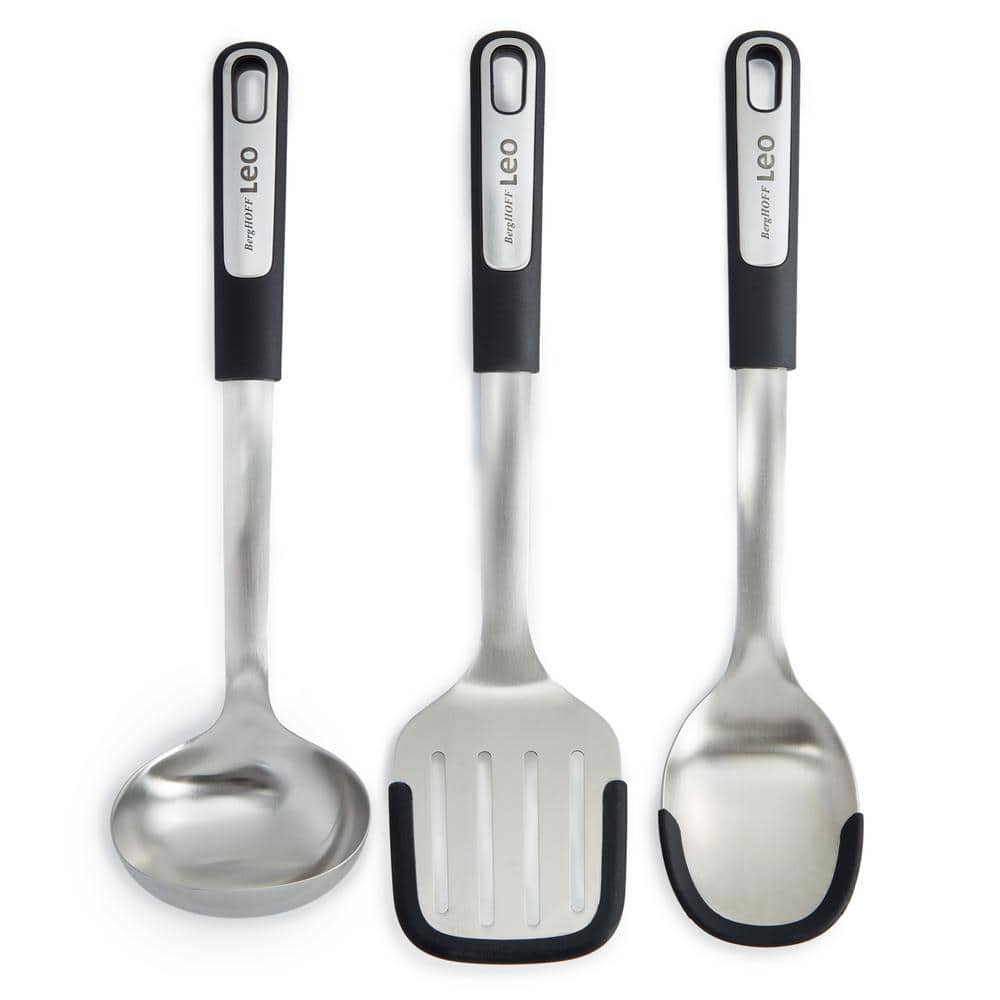Graphite Stainless Steel 3-Piece Utensil Set with Silicone Heads