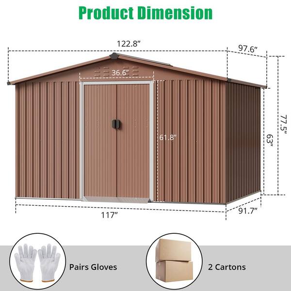 Garvee Professional Install 10 ft. W x 8 ft. D Metal Storage Shed