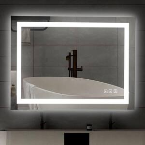 36 in. W x 30 in. H Rectangular Frameless LED Light Anti-Fog Wall Bathroom Vanity Mirror with Front Light