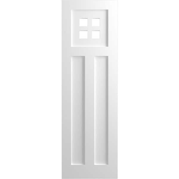 Ekena Millwork 12 in. x 33 in. True Fit PVC San Antonio Mission Style Fixed Mount Flat Panel Shutters Pair in Unfinished