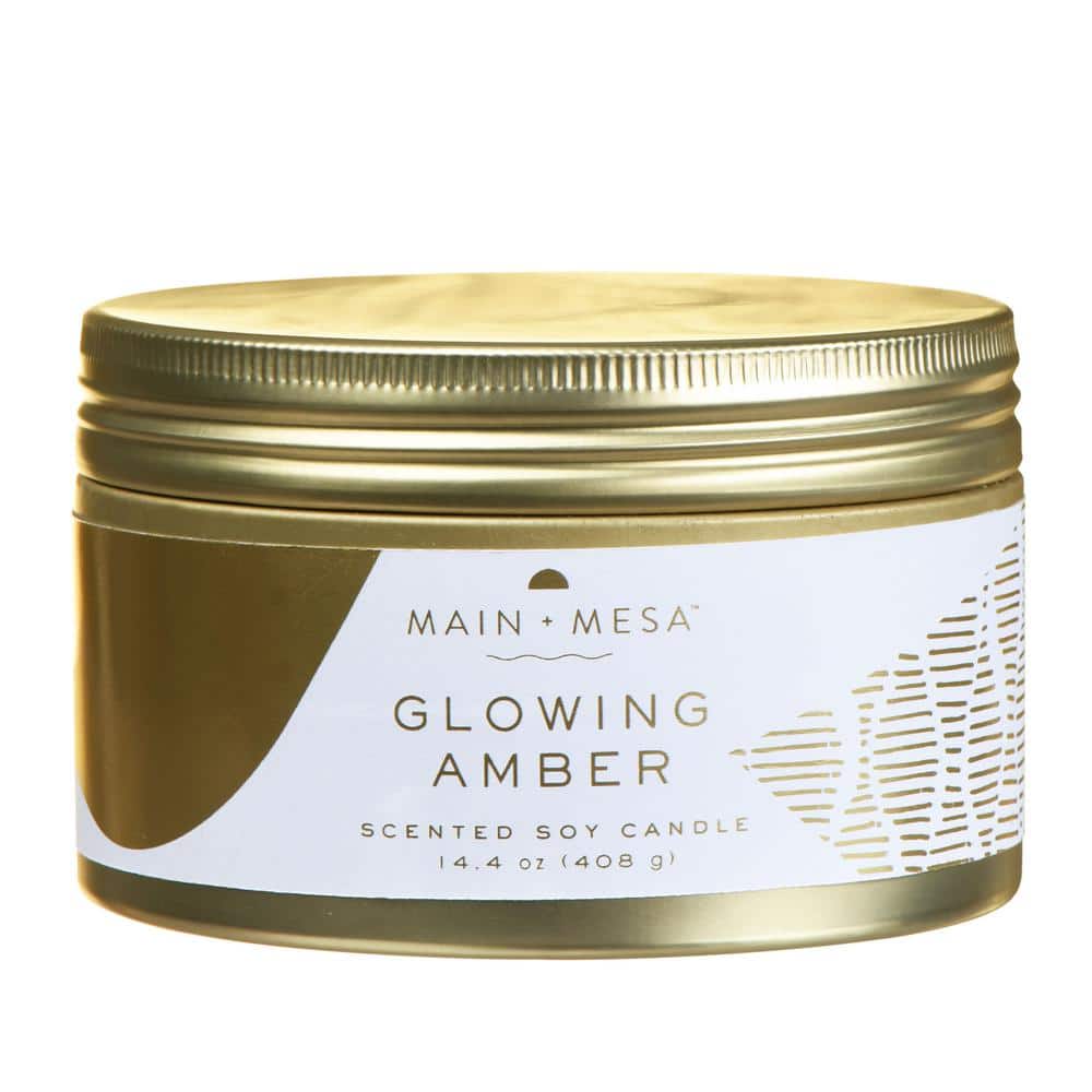 14.4 fl. oz. 3 Wick Glowing Amber Tin Scented Candle (1-Pack)
