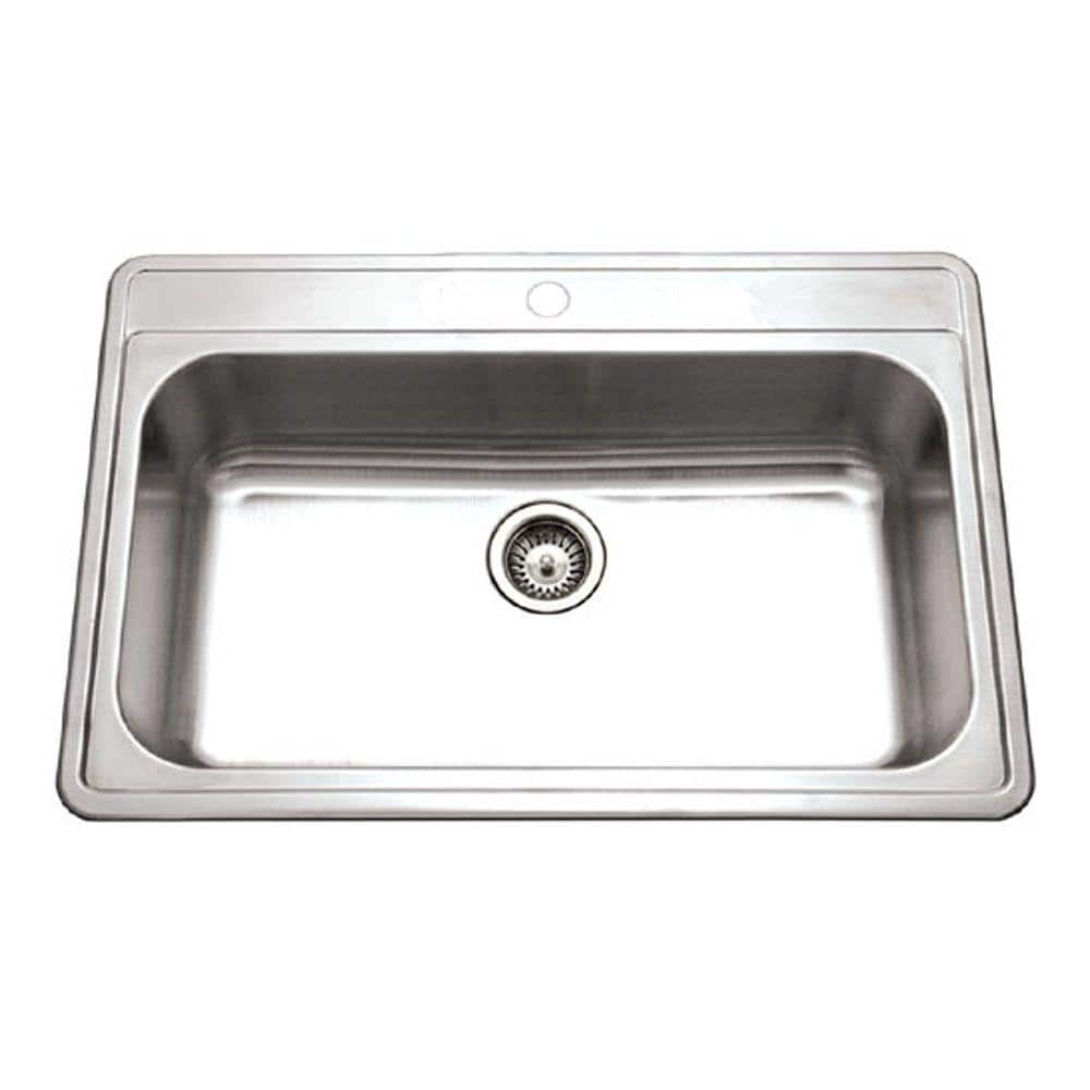 HOUZER Premiere Gourmet Series Drop-In Stainless Steel 33 in. 1-Hole Single Bowl Kitchen Sink -  PGS-3122-1-1
