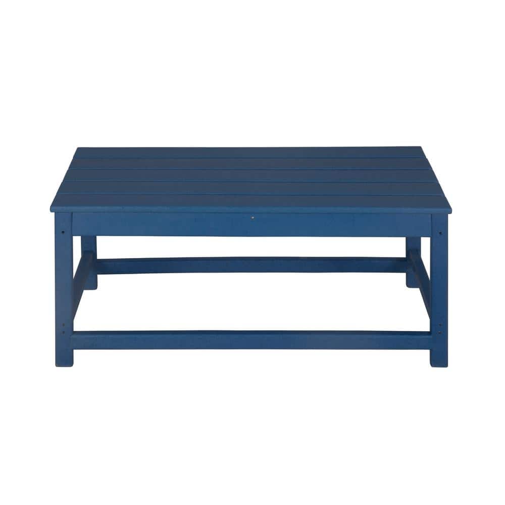 Navy Blue HDPE Plastic 7-Piece Adirondack Chair and Table Set