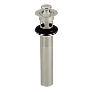Lift-and-Turn Lavatory Drain with Overflow Holes in Satin Nickel