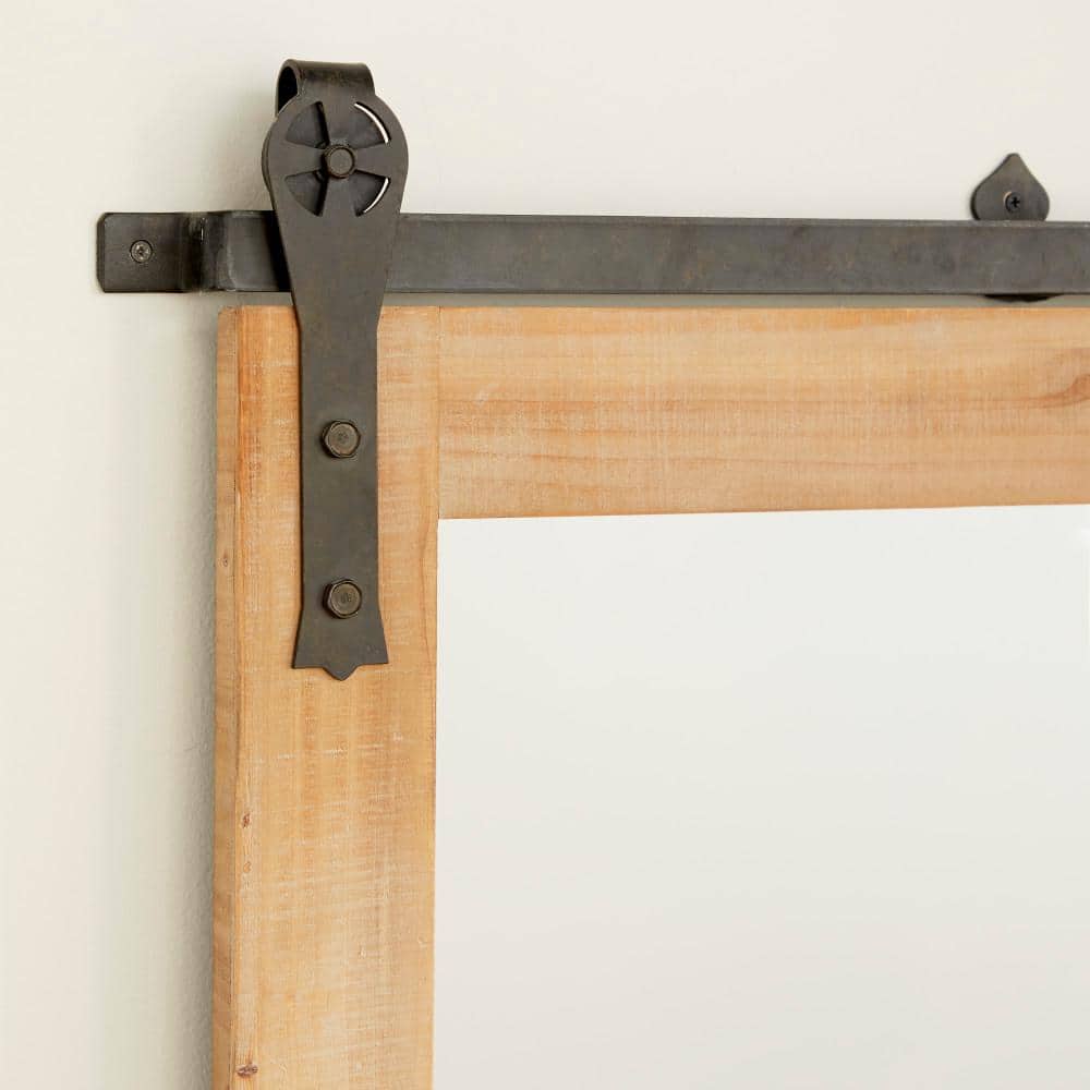 Rustic Industrial Pine Wood Square Wall Mirror, 31" x 31"