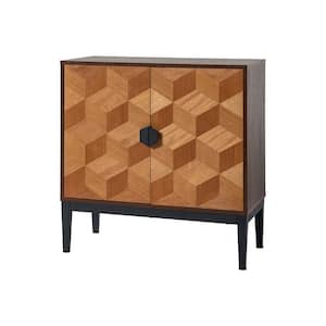 Pulang Modern 32 in. Wide 2-Door Walnut Accent Storage Cabinet with Adjustable Shelves and Cable Management