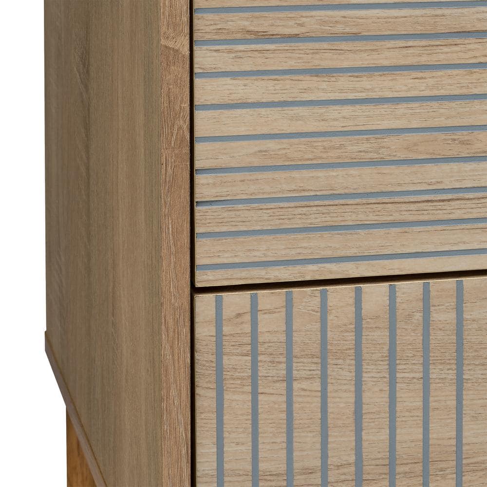 Merk Light Brown Wood 2-Drawer Nightstand