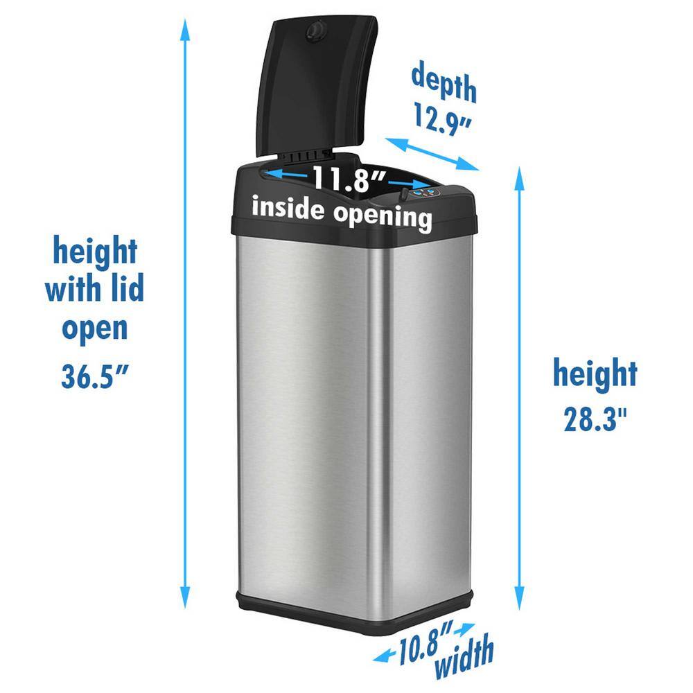 Touchless Stainless Steel 13 Gallon Motion Sensor Trash Can