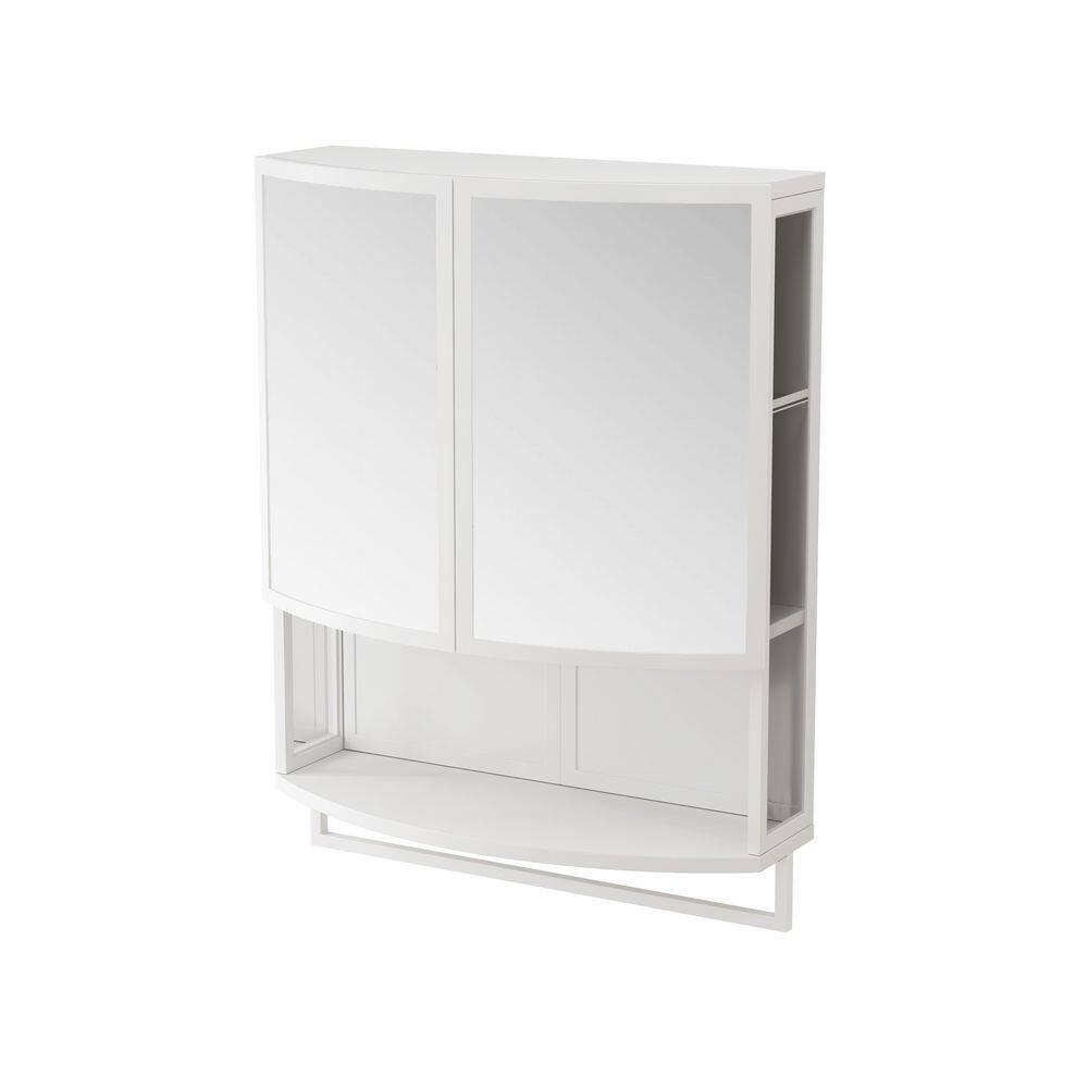 23.62 in. W x 31.5 in. H White Rectangular Metal Medicine Cabinet with Mirror Open Shelf and Towel Rack price history on PriceWatchPro