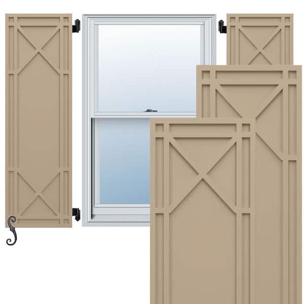 Ekena Millwork EnduraCore Bungalow 12-in W x 48-in H Raised Panel Composite Shutters Pair in Primed