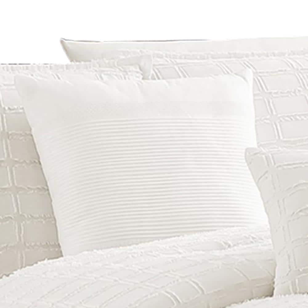 White Cotton Queen Comforter Set with Fringe Details
