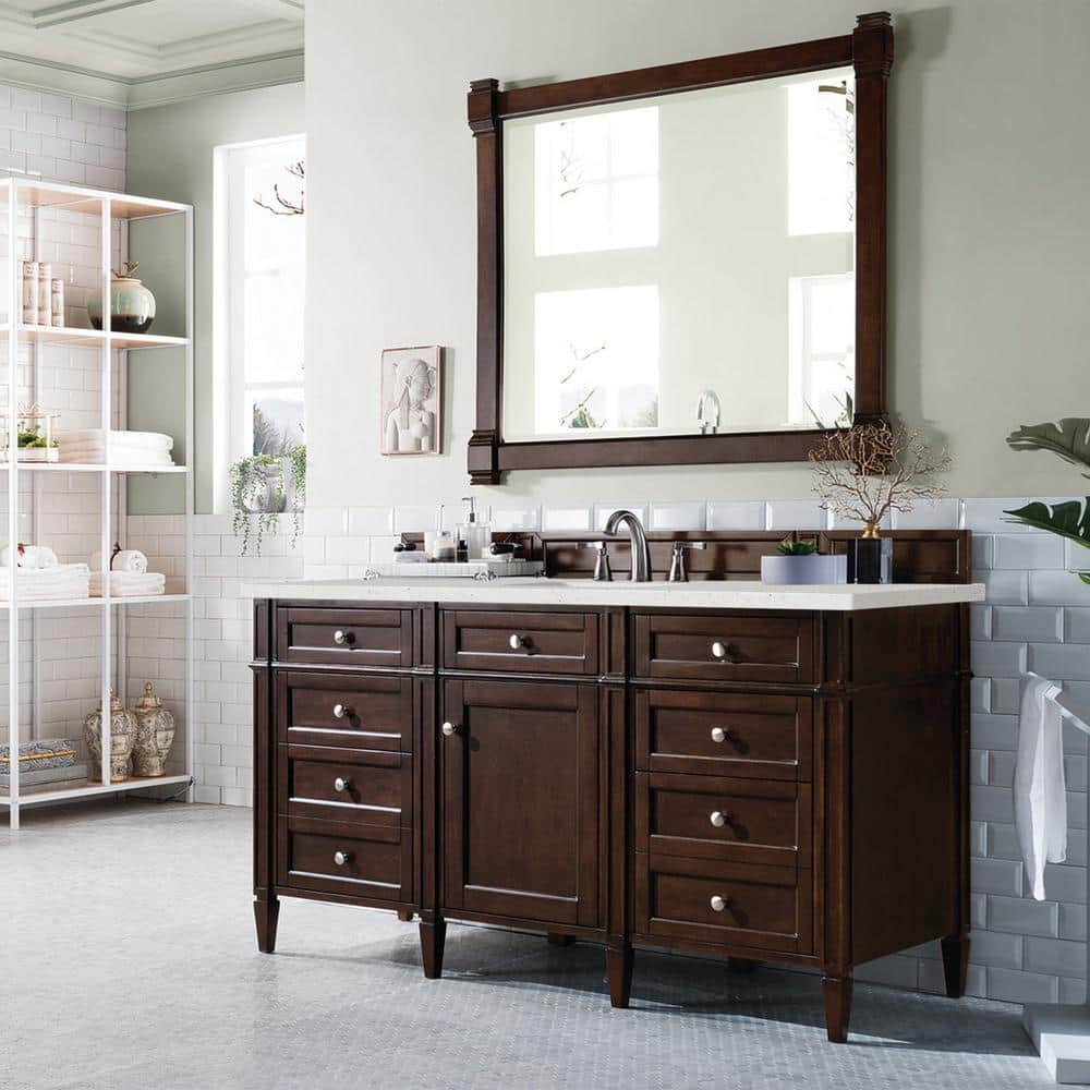 Brittany 60.0 in. W x 23.5 in. D x 34.0 in. H Bathroom Vanity in Burnished Mahogany with Lime Delight Top