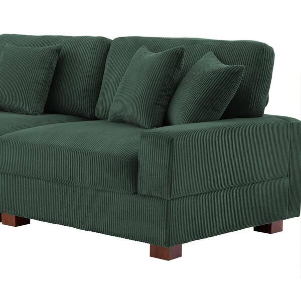Uixe 118 in. Square Arm 3-Piece Corduroy Upholstered L-Shaped