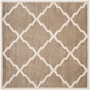 Amherst Wheat/Beige 7 ft. x 7 ft. Square Diamond Distressed Area Rug