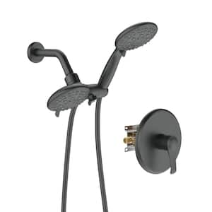MINT 6-Spray 5 in. Dual Wall Mount Fixed and Handheld Shower Head 2 GPM in Matte Black (Valve Included)