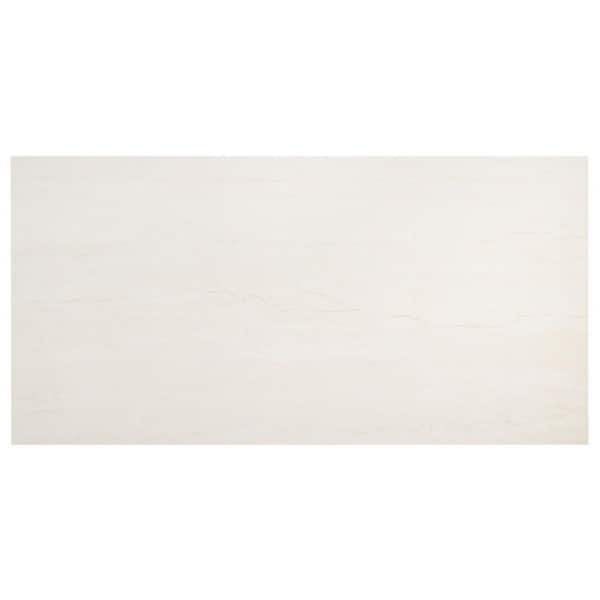 Ardino White 4 in. x 0.35 in. Limestone Look Matte Porcelain Floor and Wall Tile Sample