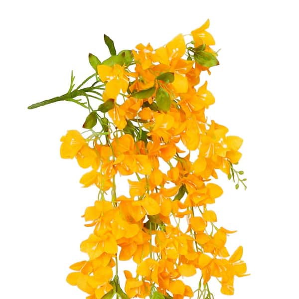 50 in. Honey Yellow Artificial Bougainvillea Flower Stem Hanging Spray Bush