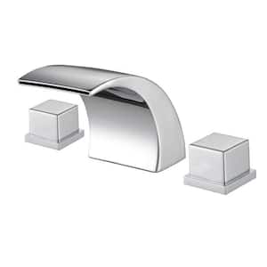 LED 8 in. Widespread Double Handle Bathroom Faucet with Waterfall in Chrome