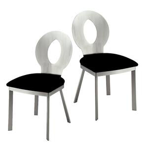 Valo Silver and Black Microfiber with Metal Frame Side Chair (Set of 2)