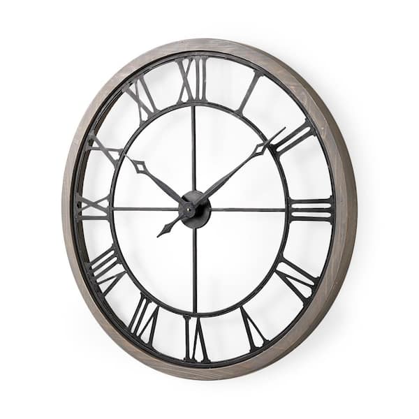 Mercana Mething Gray 31.5 in. Large Farmhouse Wall Clock