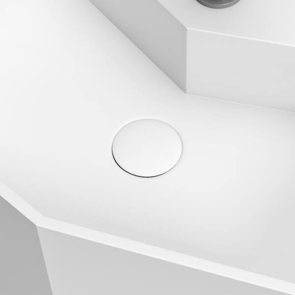 Unbranded - 14 in. W x 35 in. D Pentagon Solid Surface Basin in White