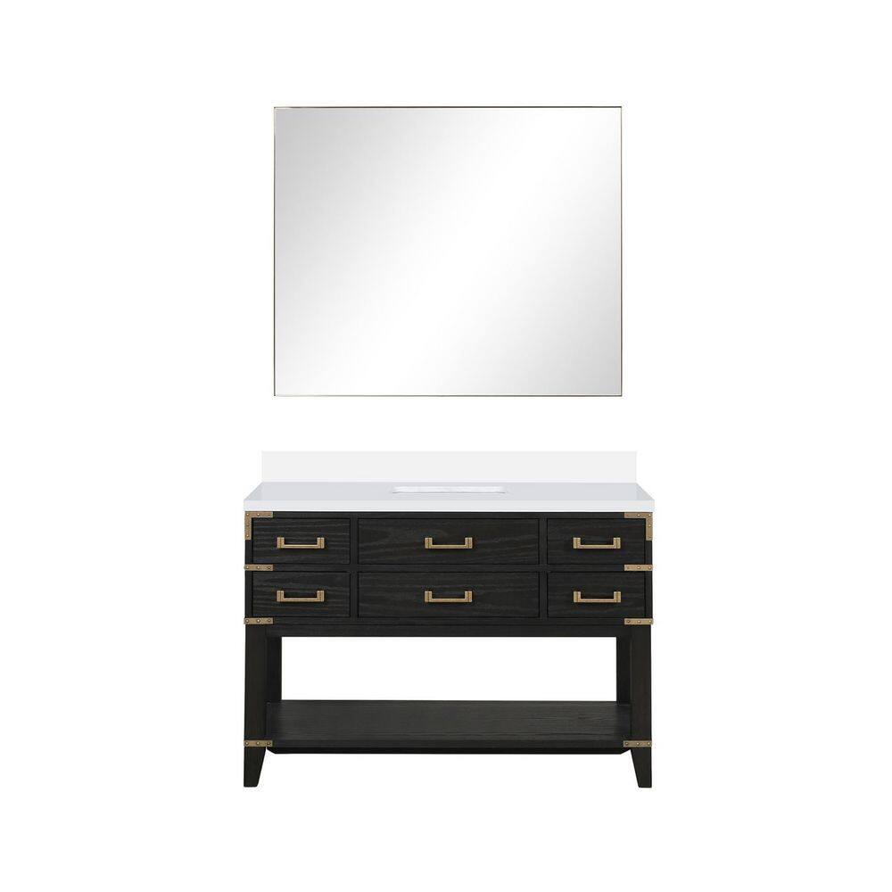 Irvington 48 in. W x 22 in. D Black Oak Single Bath Vanity with Cultured Marble Top, and 46 in. Mirror price history on PriceWatchPro