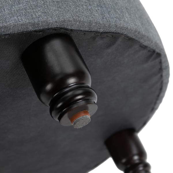 Dark Gray Round Storage Ottoman Foot Rest Upholstered Pleated Round  Footstool for Living Room LM-W48735178 - The Home Depot