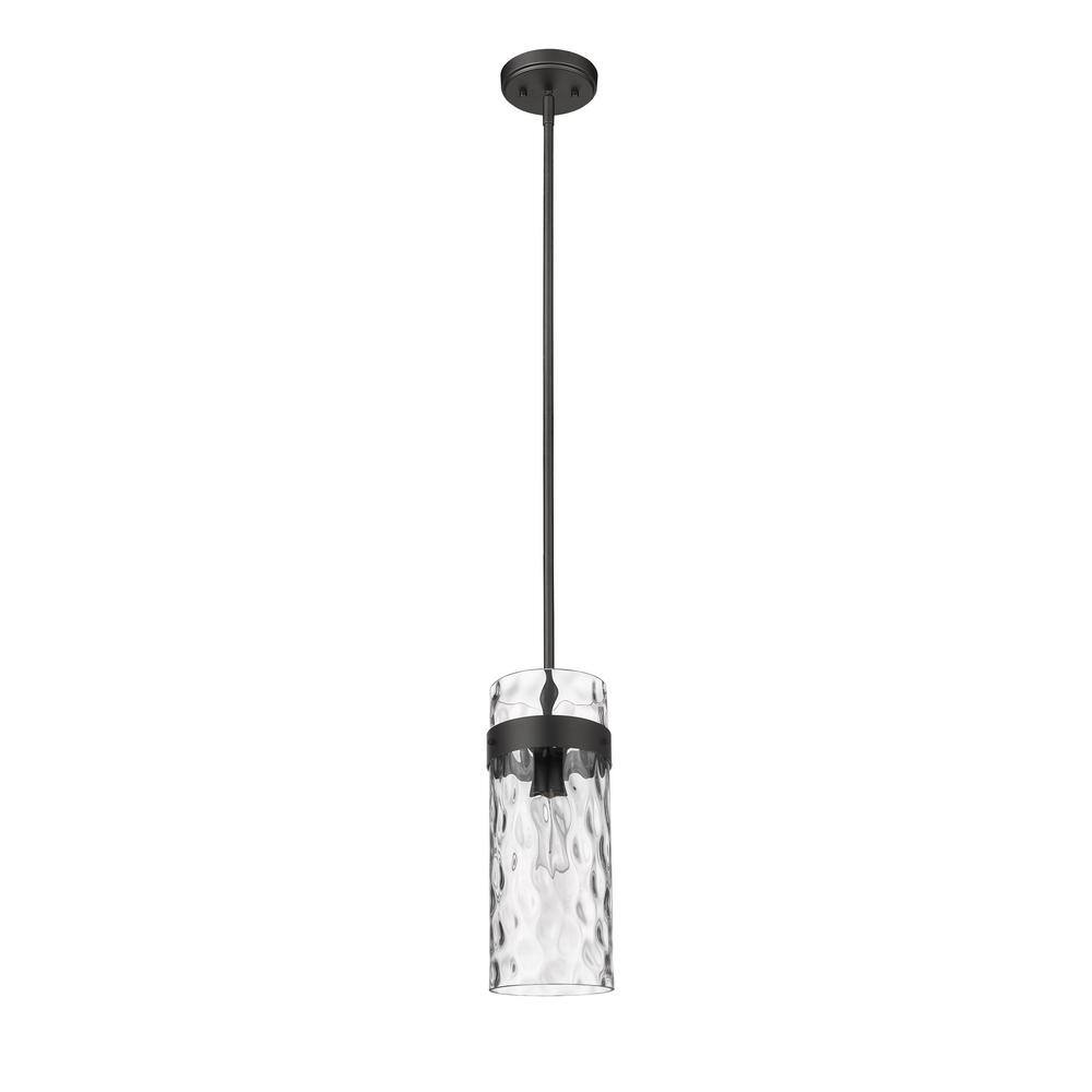 Fontaine Matte Black and Glass Indoor/Outdoor Pendant Light