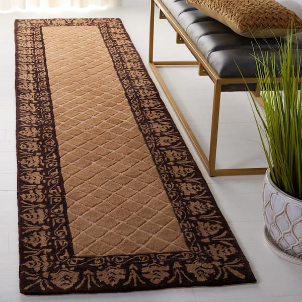 Total Performance 2 ft. x 9 ft. Ivory/Chocolate Diamond Border Runner Rug